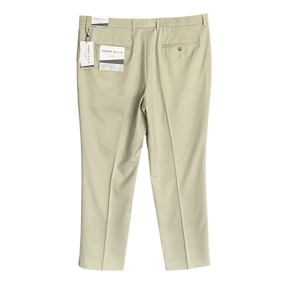 Perry Ellis Dress Pants Men's 38x30 Portfolio Slim Fit Flat Front Sand NEW - Picture 5 of 14